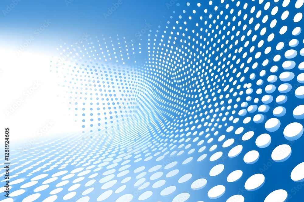 Fototapeta premium Abstract blue background with dynamic dotted wave pattern creating a sense of movement