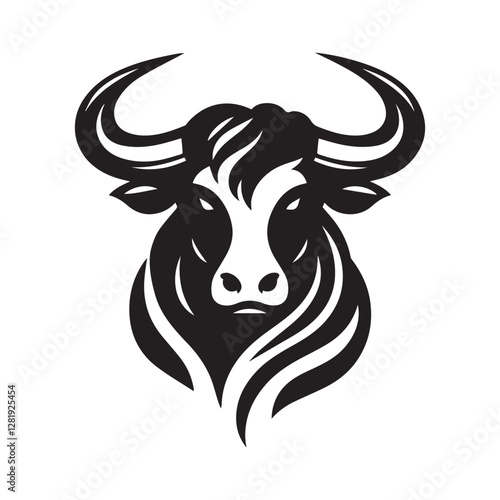 Wallpaper Mural Cow head logo vector illustration silhouette in vector style with a white background
 Torontodigital.ca