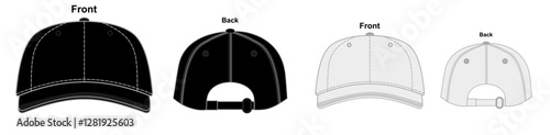 Hat Cap Vector Mockup Hat Technical Drawing Illustration Cap Hat Outline Template Flat Sketch Hat Template