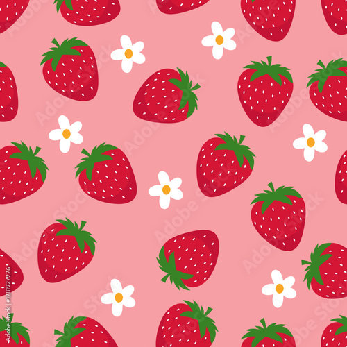 Vibrant strawberry pattern delightful for summer designs and food branding