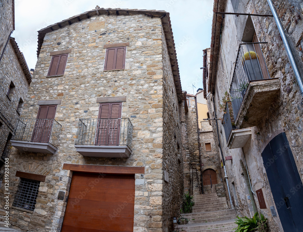 alleys of rupit, beautiful medieval village in spain alleys of rupit, beautiful medieval village in spain