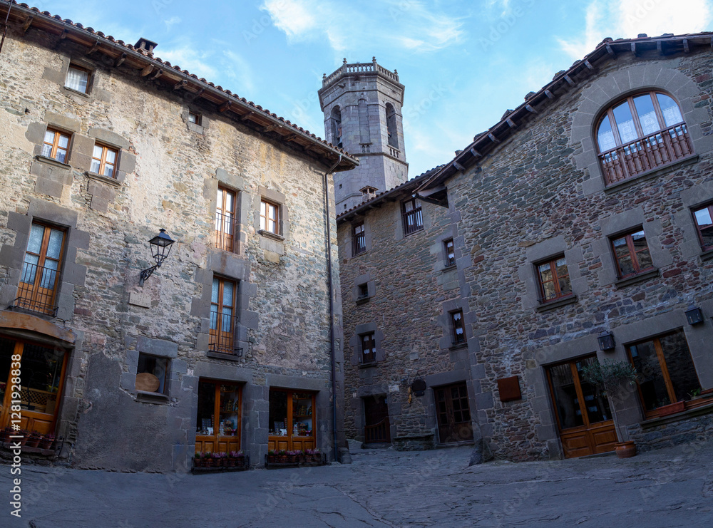 alleys of rupit, beautiful medieval village in spain