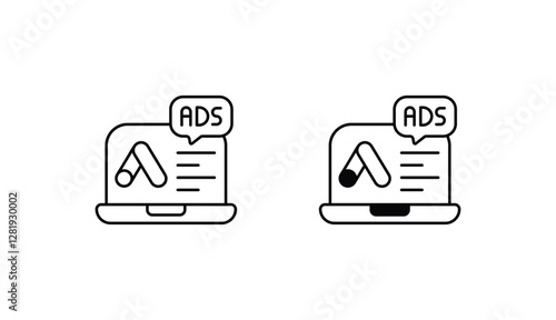 Google Ads Management icon design with white background stock illustration