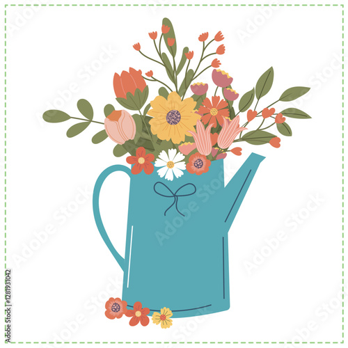 Bouquet of flowers. A bouquet of garden flowers, featuring wildflowers and greenery. a bouquet of roses. Vector set of floral decoration. Suitable for March 8, Mother's Day photo