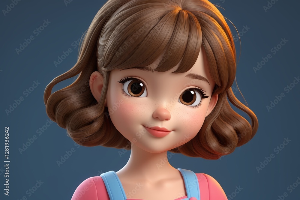 a close up of a cartoon girl with a pink dress a close up of a cartoon girl with a pink dress