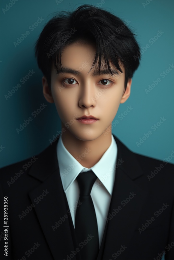 Portrait of a young Asian man in a suit. Portrait of a young Asian man in a suit.