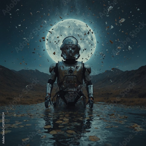 AI-interpreted versions of famous paintings in surreal futuristic style
