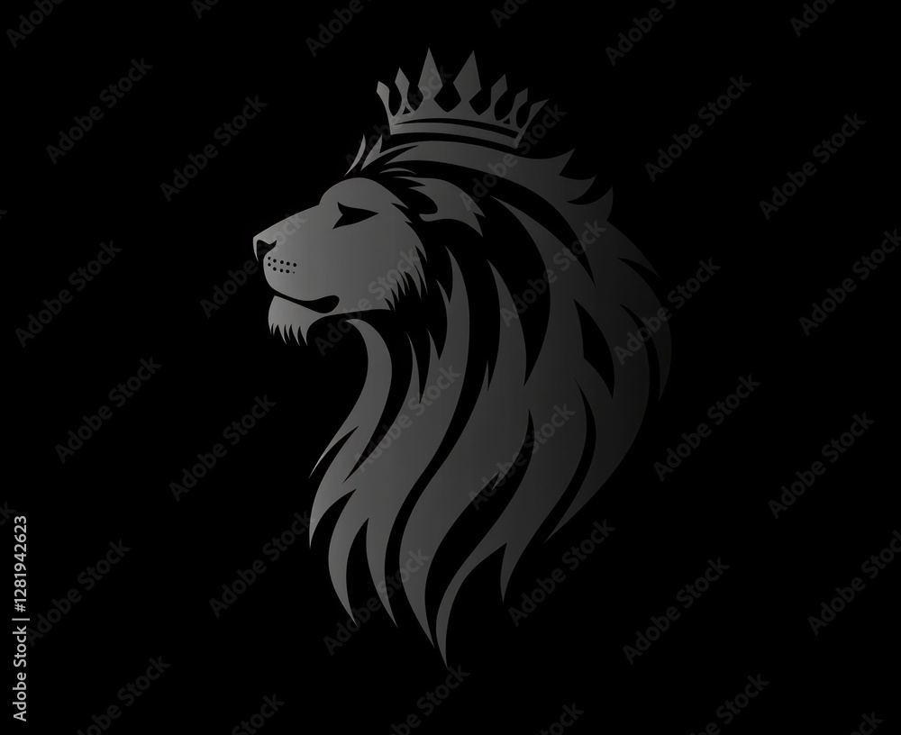Fototapeta premium Majestic Lion Profile Crowned In Regal Glory