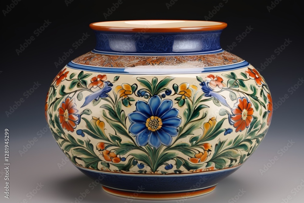 there is a vase with a blue flower on it on a table there is a vase with a blue flower on it on a table