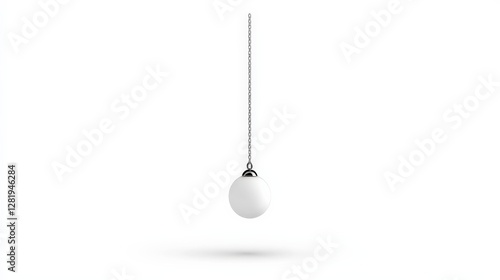 White Balanced Pendulum Hanging from Chain on Minimalistic Background photo