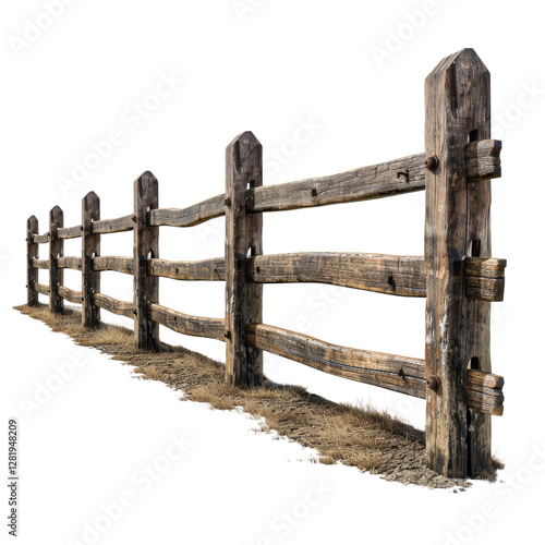 A wooden fence in a field with the gate open