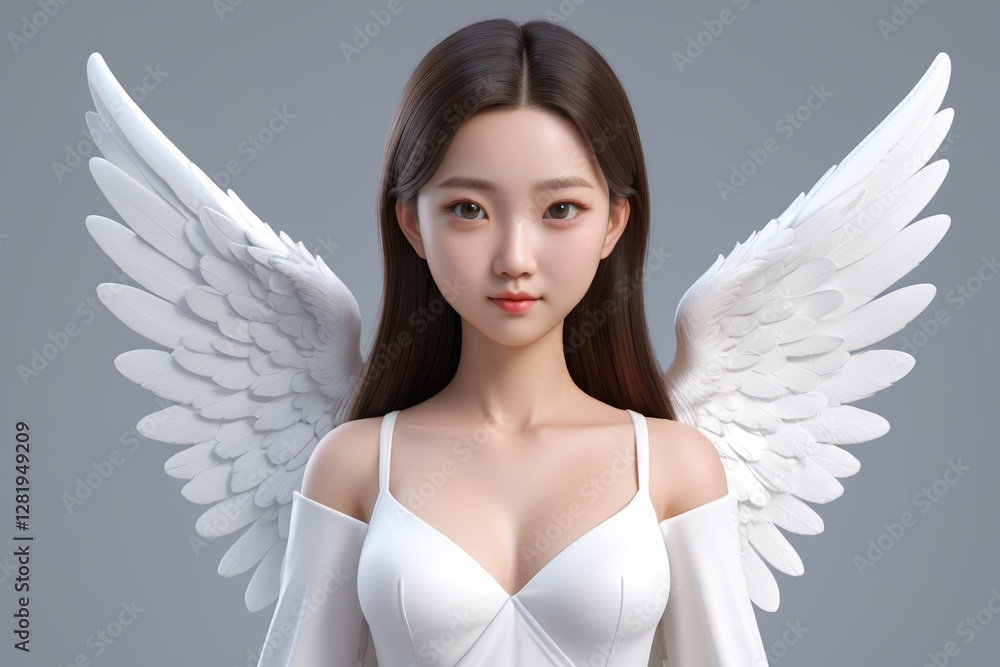 there is a woman with white wings on her body there is a woman with white wings on her body