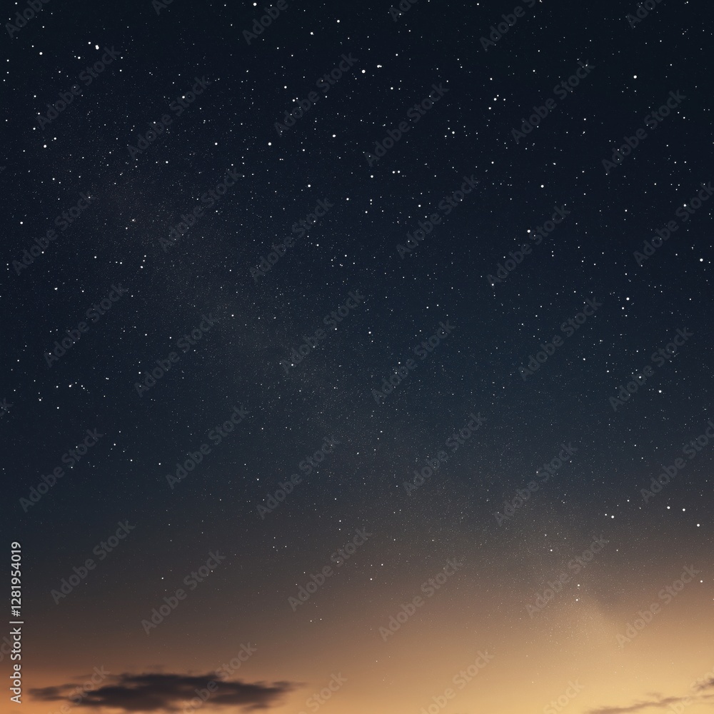 Fototapeta premium Starry night sky with a touch of sunset.