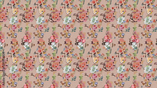 Seamless Pastel Floral and Animal Print Pattern Design for Fabric, Wallpaper, and Textile