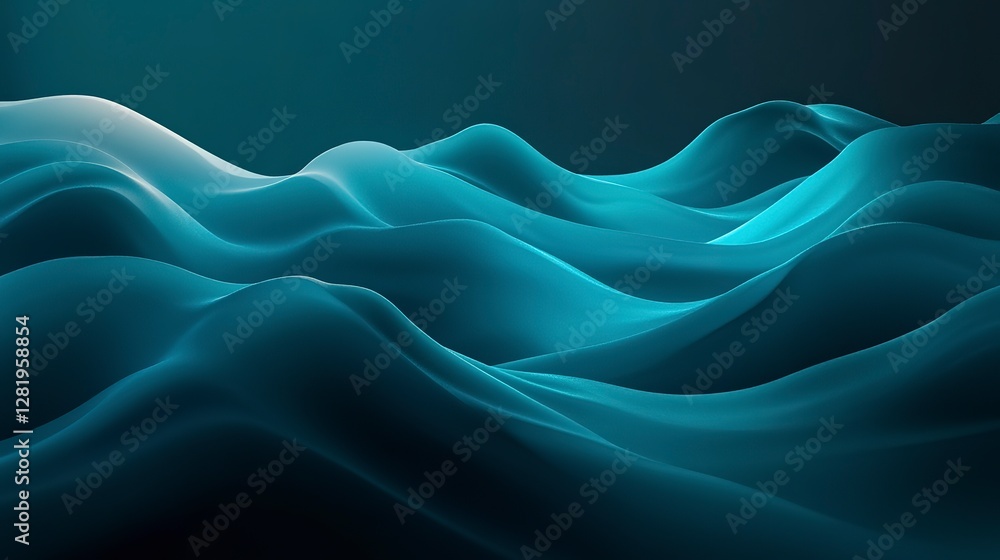 Fototapeta premium Dark futuristic gradient with teal and blue hues, softly glowing with high contrast for a sci-fi inspired mood