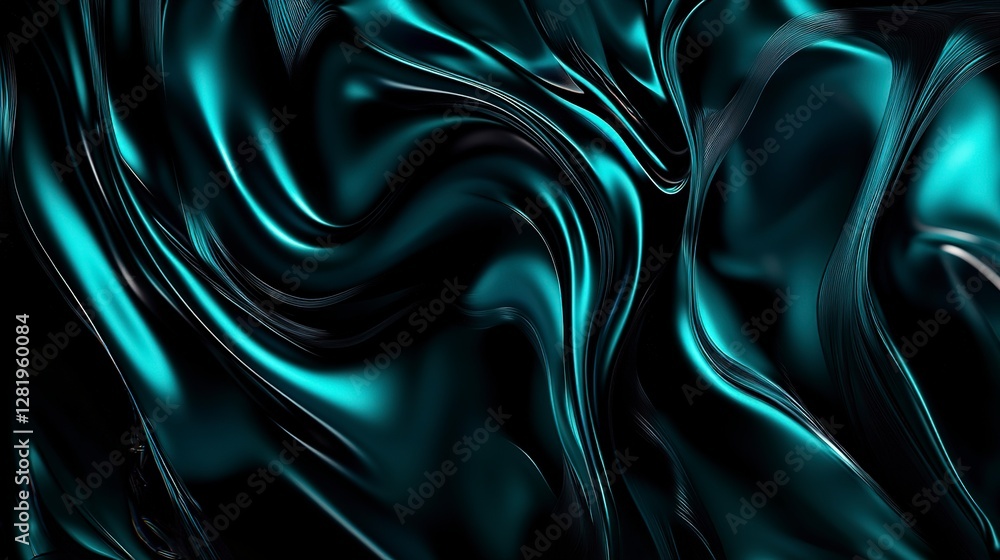 Obraz premium Dark teal and black abstract gradient, softly glowing and blending, evoking a mysterious and futuristic aesthetic