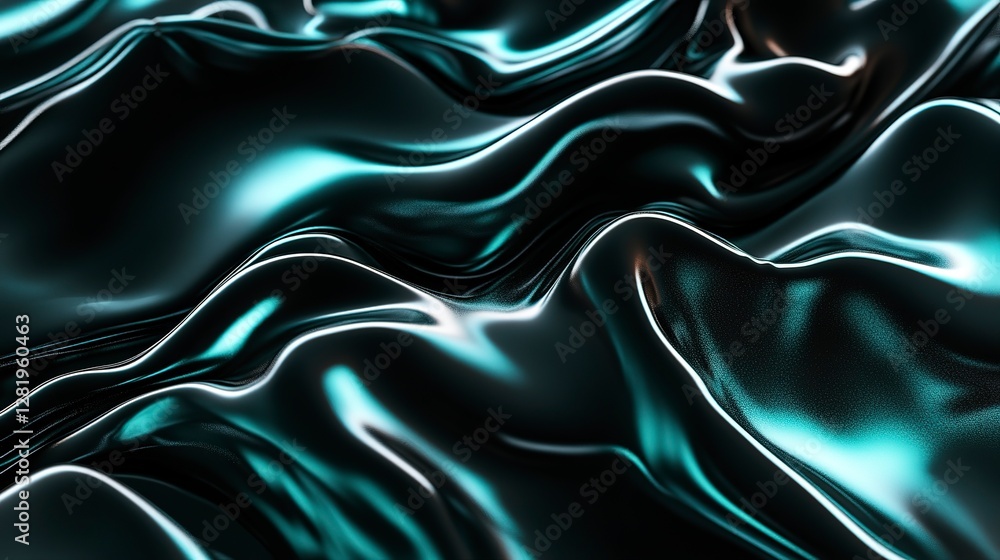 Obraz premium Dark teal and black abstract gradient, softly glowing and blending, evoking a mysterious and futuristic aesthetic