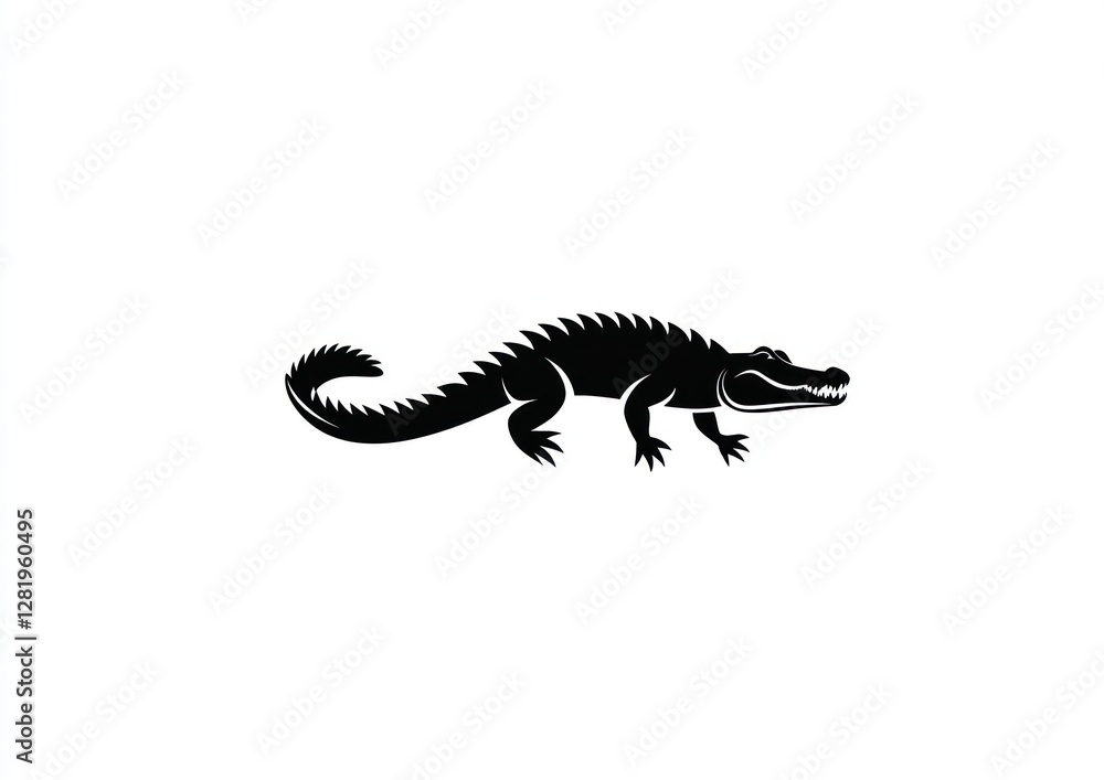 Fototapeta premium Stylized Alligator Silhouette A Powerful Reptile Image