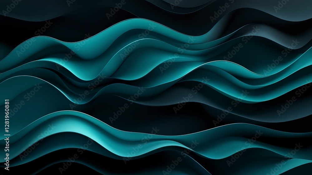 Fototapeta premium Dark teal and black gradient, softly glowing and blending, evoking a mysterious and futuristic mood