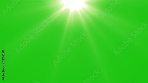 Sun rays on green screen from top view, beautiful white spotlight effects moving on top. Underwater sea scene, flash lights, bright light lens flare effect, chroma key, 4K resolution