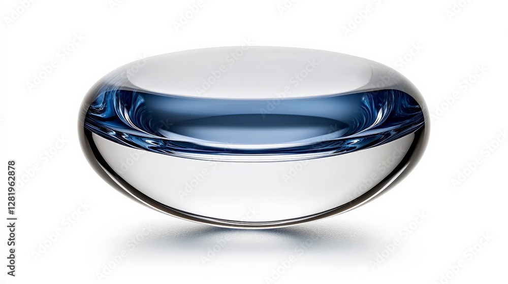 Elegant Blue Glass Object with Smooth Curved Surface and Shine