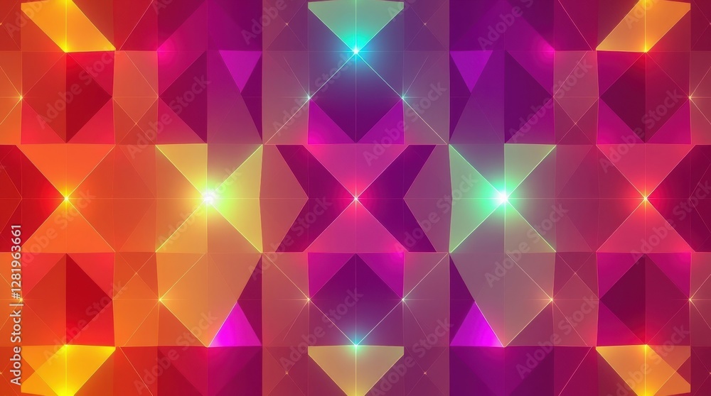 Obraz premium Gorgeous neon geometric wallpaper, pattern