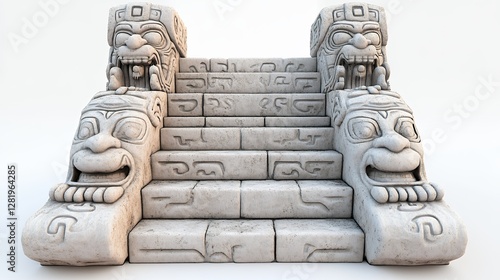 Ancient Stone Staircase with Carved Figures