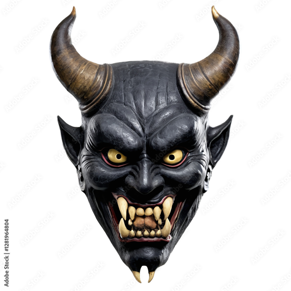 Naklejka premium asian demon mask isolated on transparent background