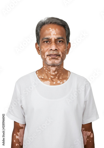 Old man with vitiligo skin condition