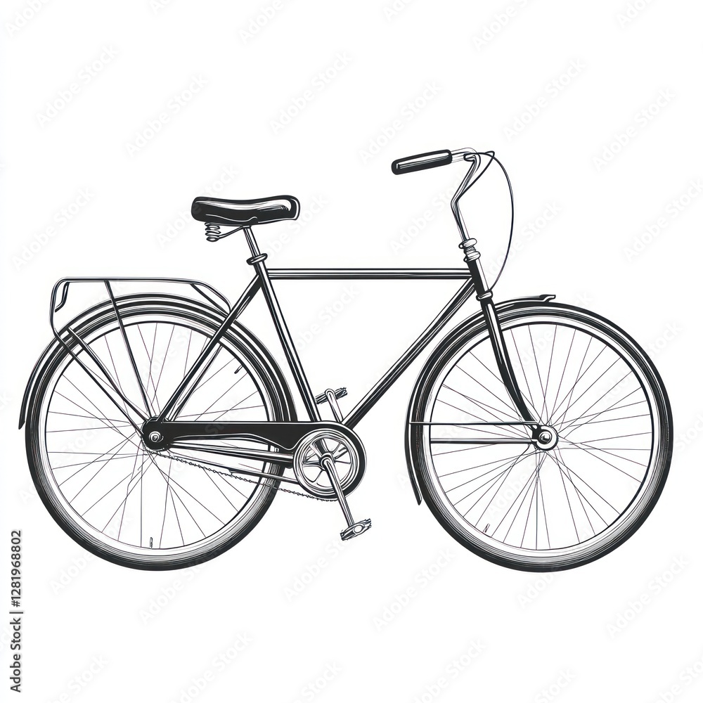 Obraz premium Classic Black Bicycle Illustration Showing Detail