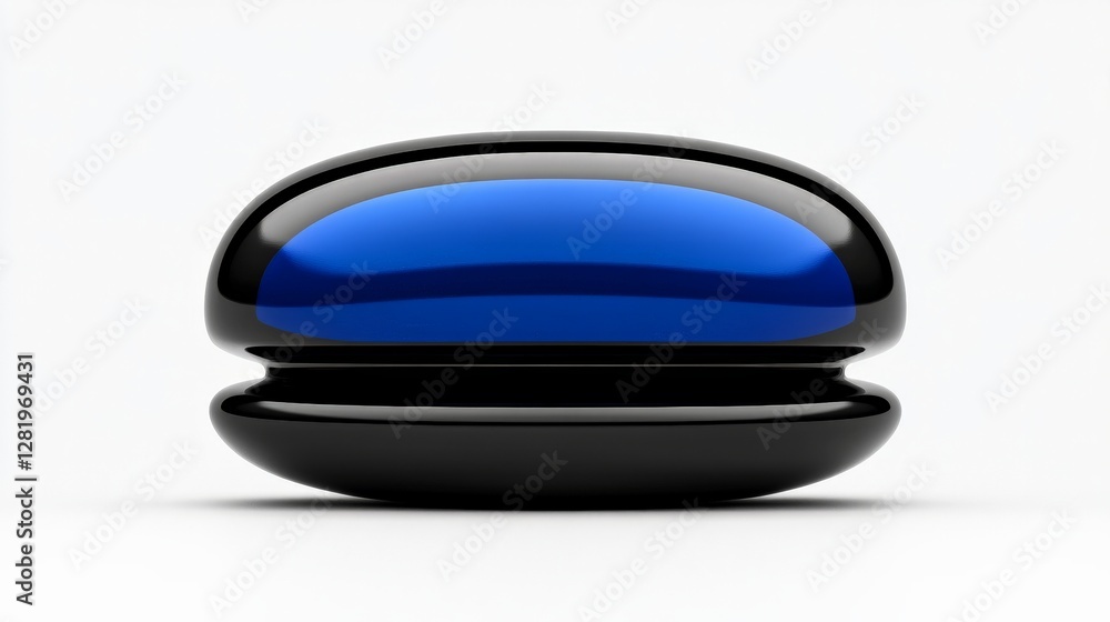 Black and Blue Abstract Shape with Smooth Curves and Reflective Surface Black and Blue Abstract Shape with Smooth Curves and Reflective Surface