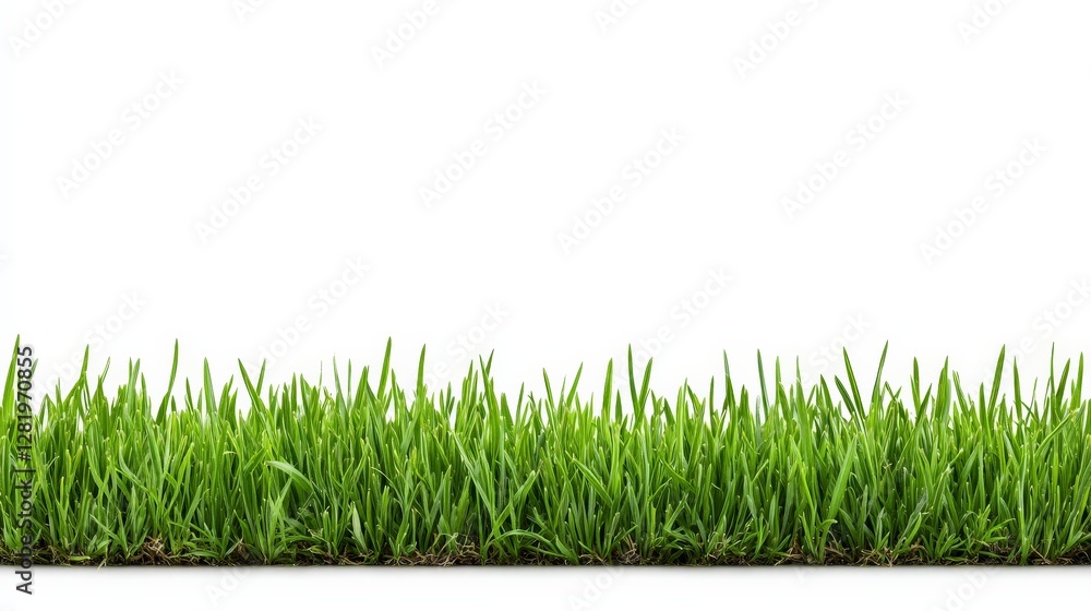 Lush Green Grass Texture on a Clean White Background with Shadows Lush Green Grass Texture on a Clean White Background with Shadows
