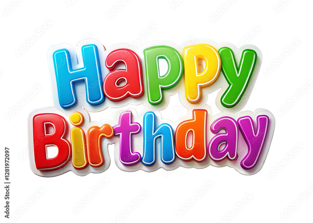 Happy Bithday Typography and ballons 3d sticker Happy Bithday Typography and ballons 3d sticker