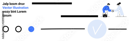 Two business professionals shaking hands with abstract lines and circles, representing successful collaboration and partnership. Ideal for business strategy, teamwork, cooperation, partnership