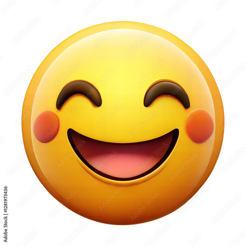 Fototapeta premium Happy smiley face 3D cartoon emoji