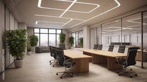 modern office interior with desk
