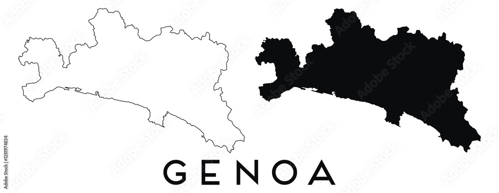 Obraz premium Genoa city map with black border outline vector