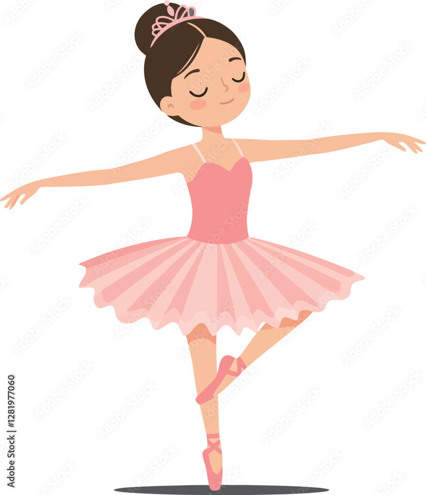 A young ballet dancer gracefully performing an elegant pose in a pink tutu with a minimal flat design style showcasing joy and artistry in vector art A young ballet dancer gracefully performing an elegant pose in a pink tutu with a minimal flat design style showcasing joy and artistry in vector art