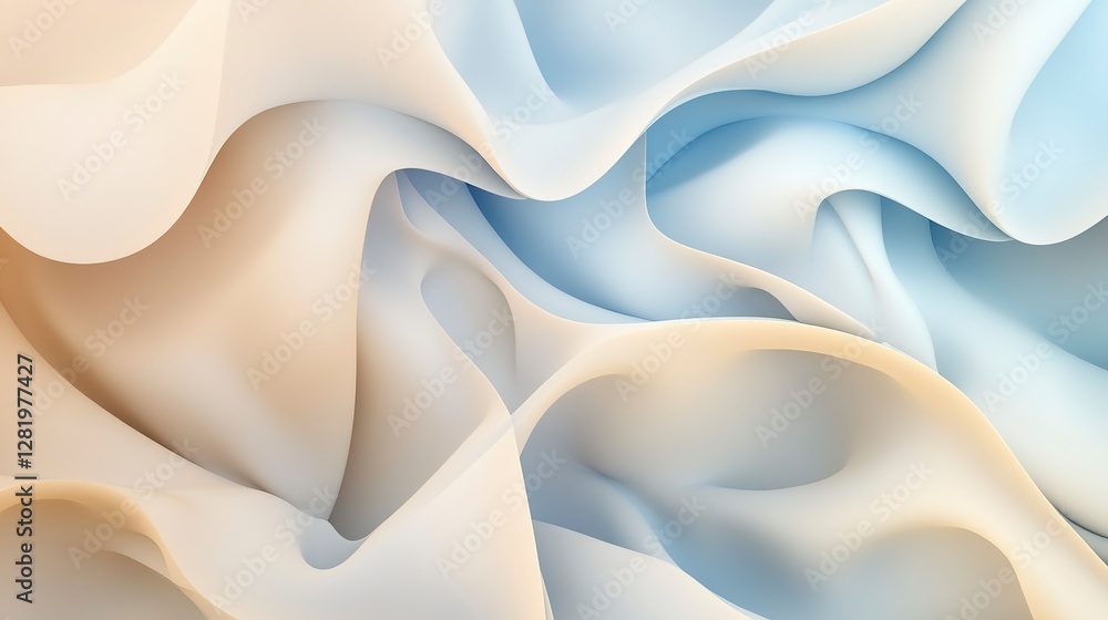 Obraz premium Soft abstract gradient with light beige and blue hues, gently blending, evoking a calm and peaceful aesthetic