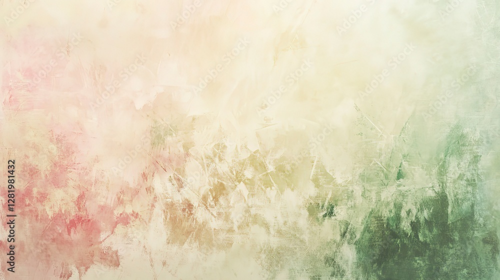 Obraz premium Soft blurred background with pastel beige, green, and pink tones, gentle and serene aesthetic