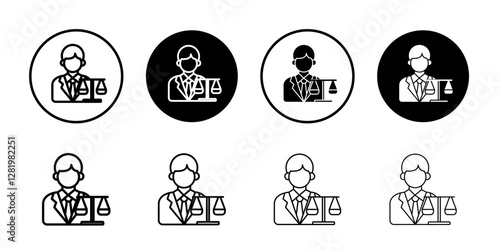 Attorney in law icon flat and simple set design