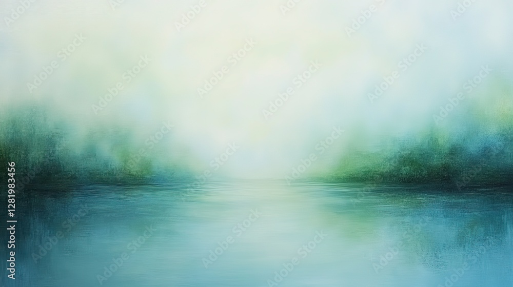 Fototapeta premium Soft pastel abstract gradient with green and blue hues, gently blending with blurred edges, creating a serene and ethereal mood