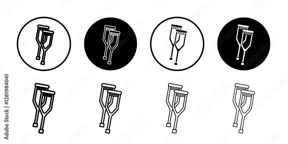 crutches icon flat and simple set design crutches icon flat and simple set design