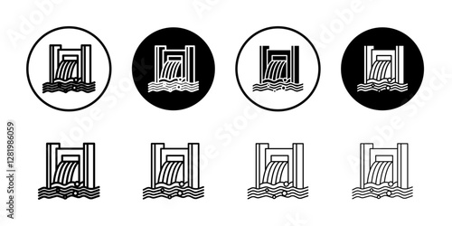 Hydroelectric dam icon flat and simple set design