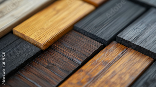 Diverse bamboo wall texture with varying thickness for natural interior design and architectural inspiration