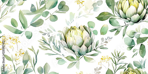 Artichoke vector pattern on white fabric background, seamless repeating pattern, textile print style, minimal, artichoke design, seamless artichoke pattern, home decor, textile