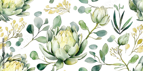 Artichoke vector pattern on white fabric background, seamless repeating pattern, textile print style, minimal, artichoke design, seamless artichoke pattern, home decor, textile