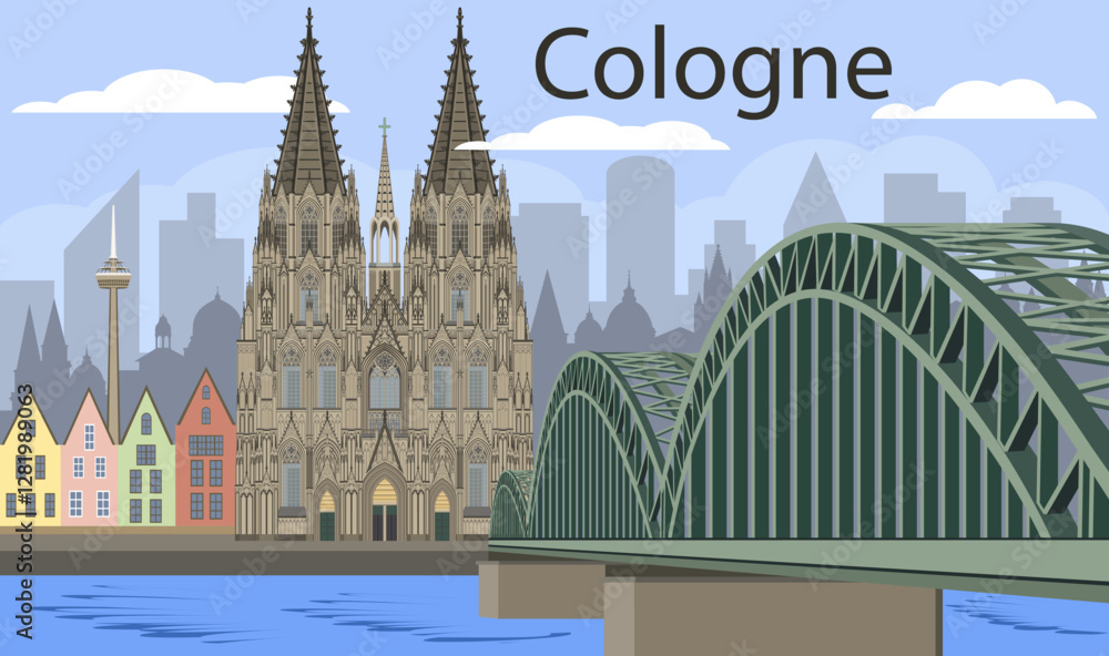 Obraz premium Cologne vector sityscape