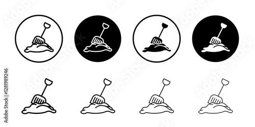 Snow and shovel icon flat and simple set design