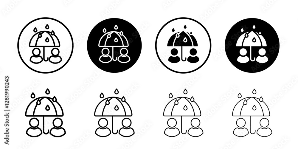Umbrella sharing Icon flat and simple set design Umbrella sharing Icon flat and simple set design